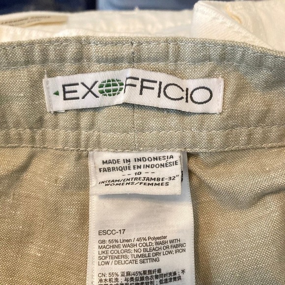 ExOfficio Pants Womens Sz 10 Beige Linen Stretch Waist Relaxed Straight Leg - Picture 7 of 12